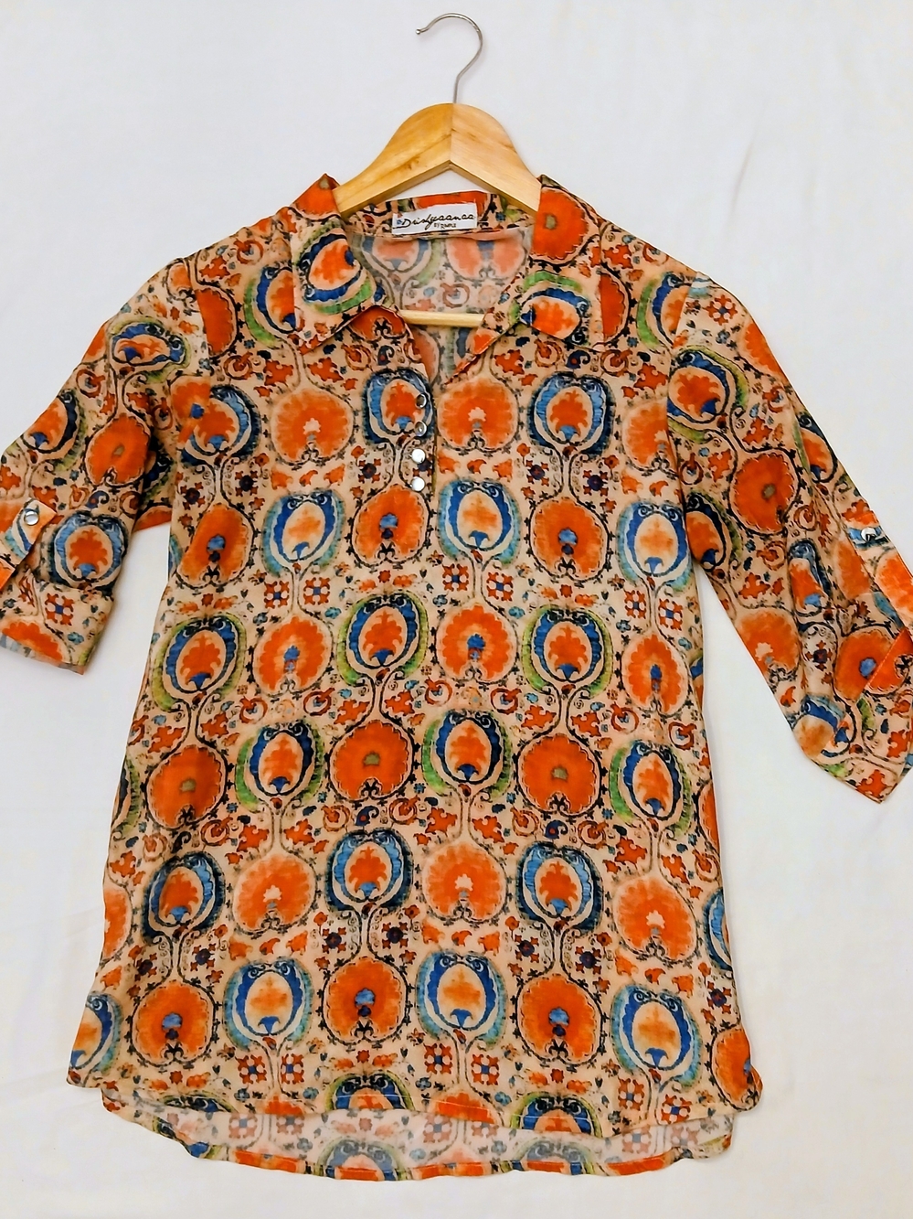 Vintage Divyaana by Ripple Boho-Chic Medallion Pattern Blouse Size S